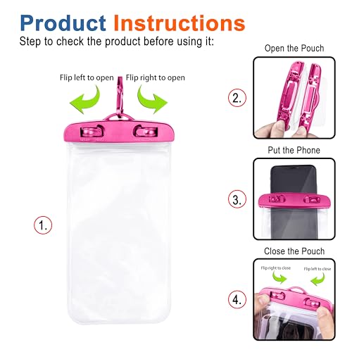 Image of CEDO Waterproof Mobile Pouch Universal Cover Case for All Mobiles, Cellphone Dry Bag Compatible for iPhone, Samsung, OnePlus, Realme, Redmi, Oppo, VIVO, All Smartphones Up to 7.2 inches (Pink)