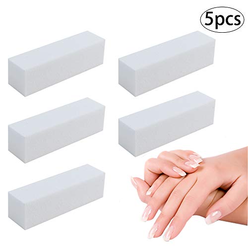 Xiton 5 PC Buffer Block Per Nail Art File Di Lucidatura A 4 Vie Durevole Lucidante Per Unghie Lucidare I File Manicure Per Unghie Per Unghie Manicure Professionale Strumento Per Unghie(Bianco)