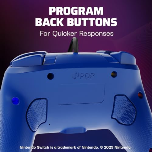Image of PDP Afterglow Wave Wired RGB Gaming Controller for Nintendo Switch 2, Lite | Also works with Switch OLED, RGB LED Lighting, 2 Mappable Back Buttons, Audio Controls, Headset Jack, Motion Controls, Blue