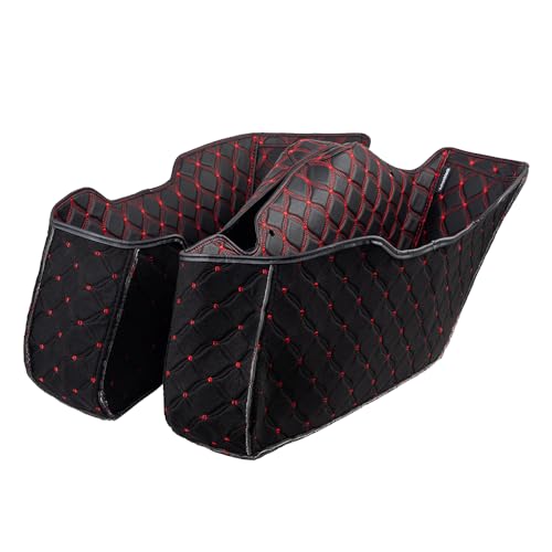 Advanblack Custom Saddlebag Liners para Harley CVO 2023–2025, Road Glide FLTRX y Street Glide FLHX – Forros de Cuero Sintético Premium con Bolsillo de Almacenamiento (Costura Roja) miniatura 5