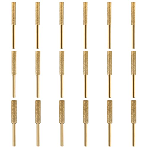 18pcs High Hardness Diamond Chainsaw Sharpener- Titanium Plated Burr Stone File in 3 Size Diamond Sharpening Wheels Chainsaw File for Chain Saw Stone Jewelry Wood (5/32'', 3/16'', 7/32'')
