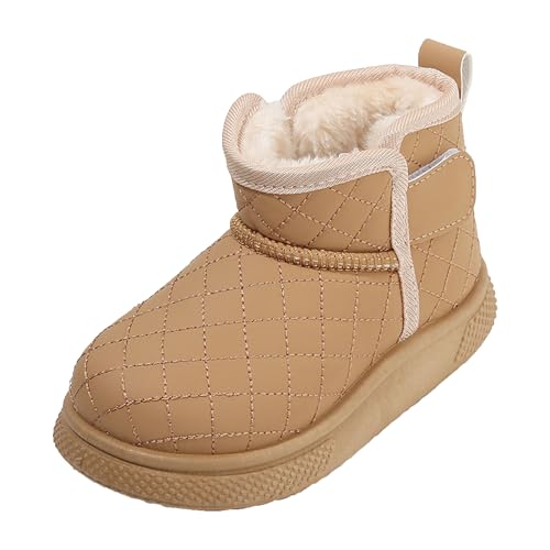 Toddler Snow Boots Adjustable Strap Winter Warm Shoes Baby with Non-Slip Sole Waterproof，Black,Size 1 Big kid