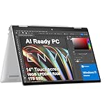 HP Envy x360 2-in-1 Laptop (14' FHD+ Touchscreen, AMD Ryzen 5 8640HS ( Intel i7-1255u), 16GB RAM, 1TB SSD), Creator, Photographer, Designer, Backlit, 5MP IR Webcam, Copilot, Win 11 Home, 2025 AI PC