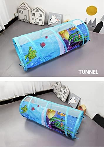 Benebomo 3-in-1 Kids Pop Up Play Tent,Children Play Tent house and Tunnel,Toddlers Tunnel Playhouse Ball Pit,Large garden Playhouse Tent for Boys Girls Indoor and Outdoor,with Carrying bag(Ocean)