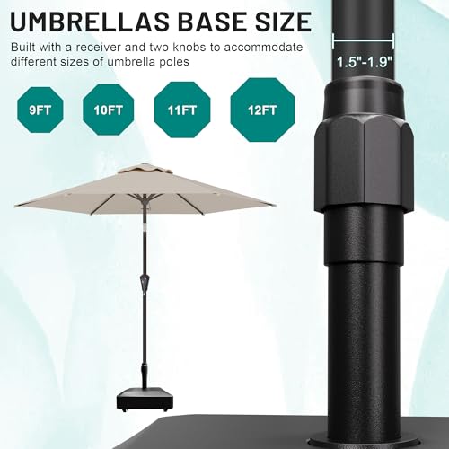 Image of AreShark Wheeled Patio Umbrella Stand, Mobile Outdoor Umbrella Base | Holds 6-10FT Umbrellas. Fill With Water /Sand. Rust-Resistant Steel Base. Easy Setup. Ideal For Patio, Deck, Pool