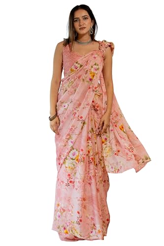 Image of MIRCHI FASHION Saree for Woman Chiffon Floral Printed | Lightweight All-Day Comfortable Women's Sari with Unstitched Blouse Piece (Available in 30 Colors)
