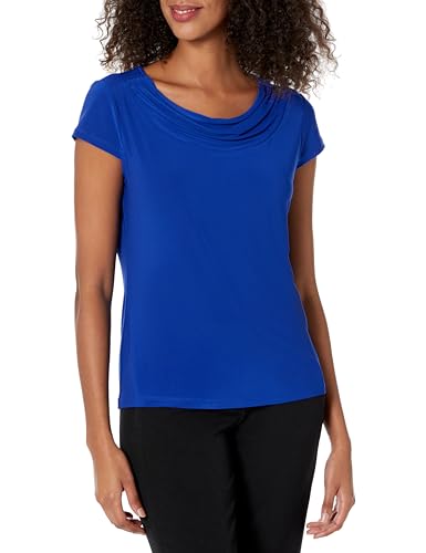 Image of Kasper Women's Cap Sleeve, Cowl-Neck Jersey Top