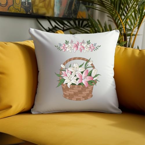 Image of Peacoblue Water Soluble Embroidery Patterns for Beginners, Lily Flowers 4 Sheets with 20pcs Wash Away Stick and Stitch Embroidery Pattern Stabilizer for Hand Sewing Lover Couple Women Adults