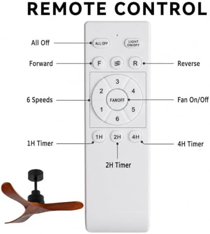 Wood Ceiling Fan Without Light, Quiet Reversible DC Motor, Remote (Brown) - 2