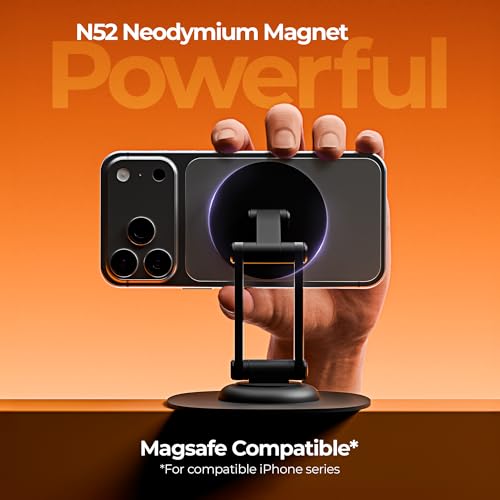 Image of Zebronics Magnetic Mobile & Tablet Holder, 360 Rotation, Multi-Angle Adjustable, MagSafe Compatible with Metal Ring, N52 Magnet, Foldable Compact Design, Anti-Skid Base (MS400)