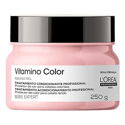 L'Oréal Professionnel Máscara de Tratamento Vitamino Color, Protege e preserva a cor do cabelo, Aumenta o Brilho e a Vibração da Cor, Hidrata e Desembaraça, Para cabelos com coloração, 250g