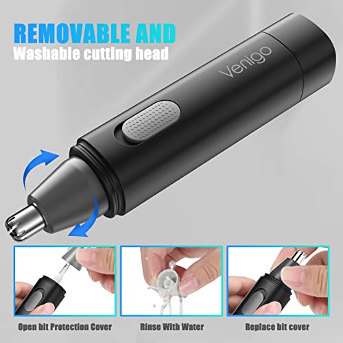 Professional Ear And Nose Hair Trimmer Clipper For Men And Women, Painless Electric Eyebrow Hair Remover, Dual Edge Blades For Easy Cleansing, Battery-Operated (Black) #TOP6