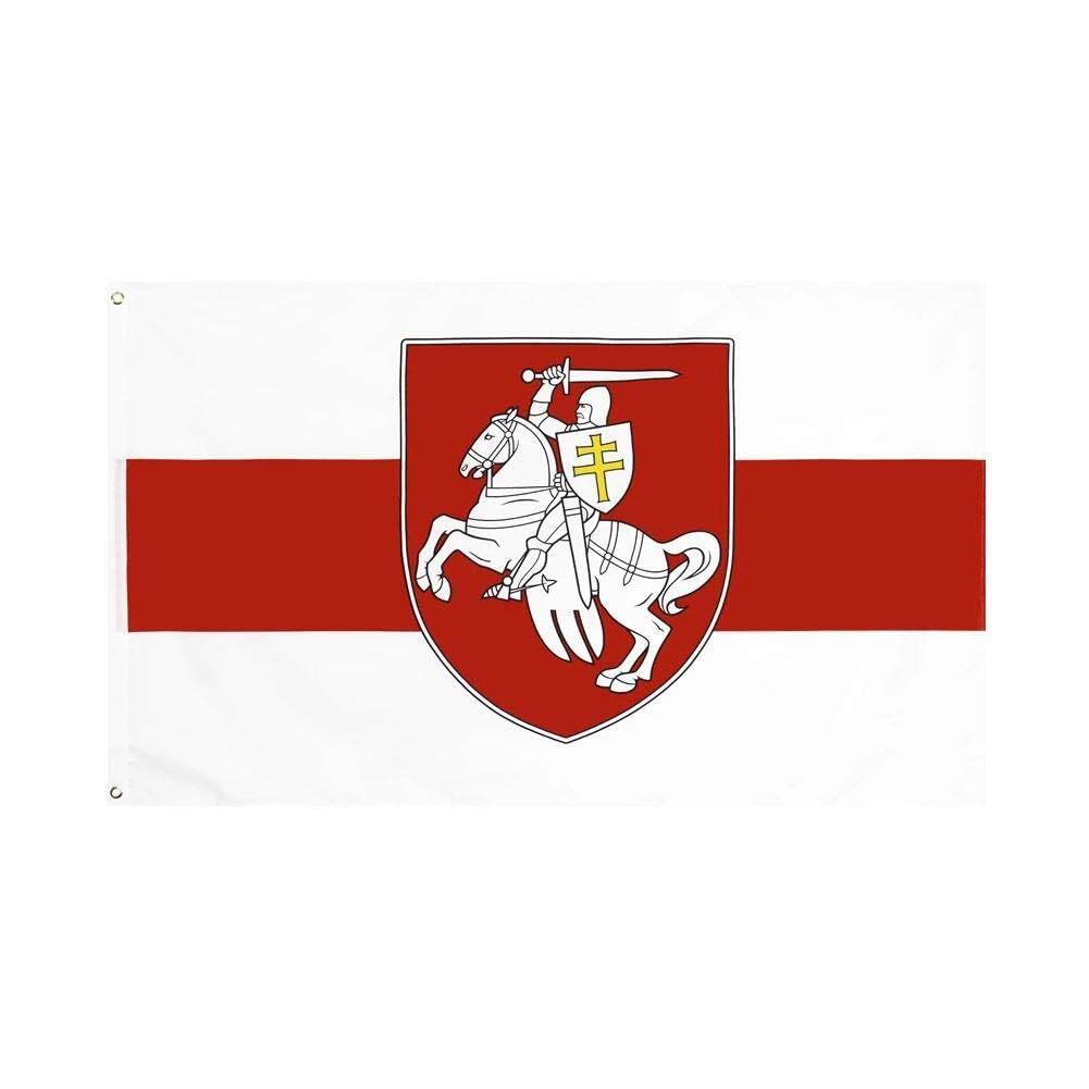 Byfri White,Red White Knight Horse Flag Banner - White Red White Flag - Belarus Freedom Pagonia Coat Of Arms - Belarus Banner Flag Outdoor