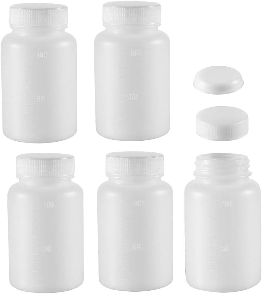 Recogwood 10Pcs 100ml Plastic Lab Chemical Reagent Bottle, 3.4oz Wide Mouth Sample Sealing Liquid Storage Container, Translucent Sample Sealing Liquid Medicine Bottle for Laboratory, Store, Factory