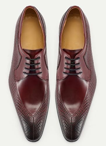 Santimon Men’s Luxury Leather Oxfords Formal Dress Shoes – Fashion Stylish Snakeskin Pattern Derby Shoes for Business, Weddings4