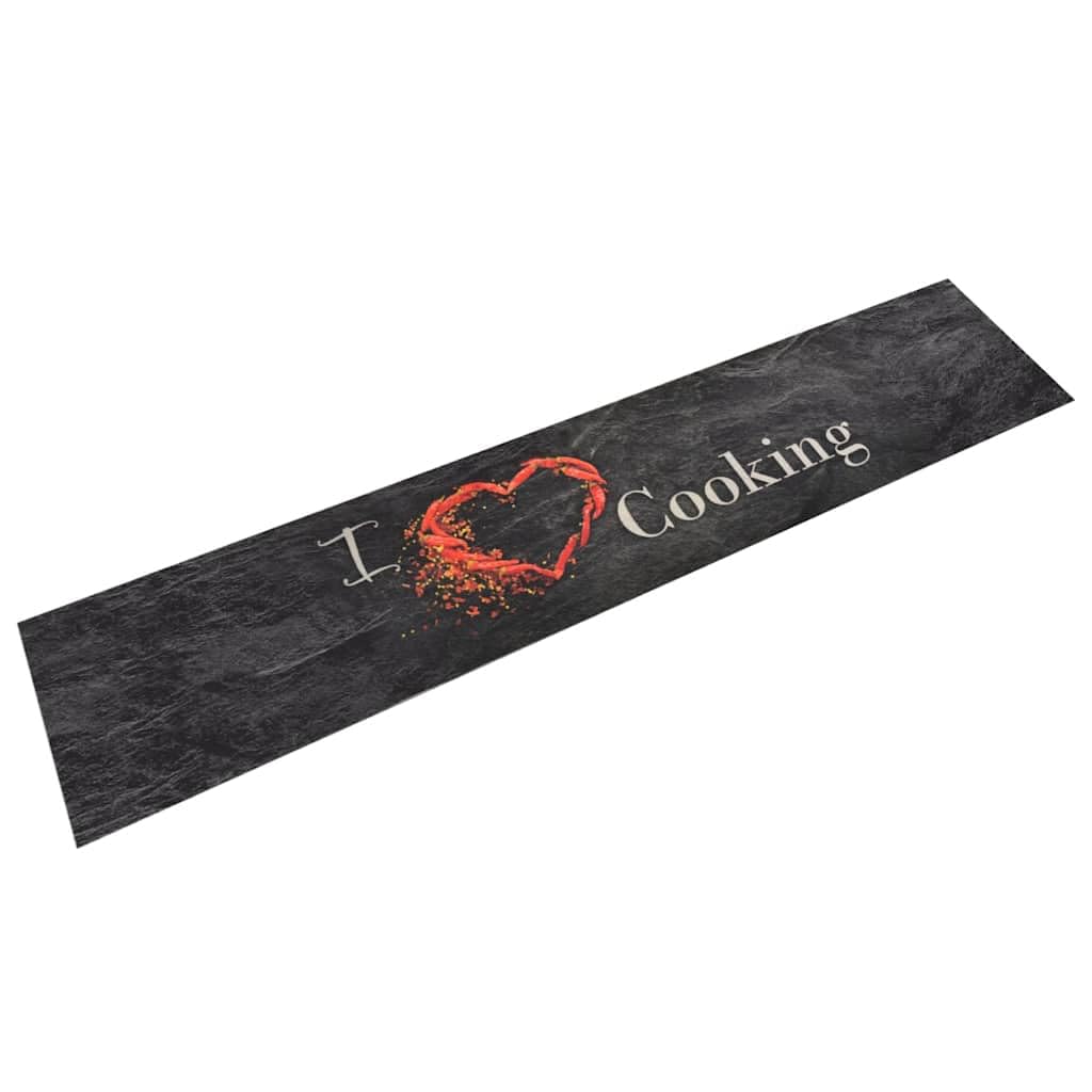 Tapis de cuisine lavable 60x300 cm noir antidérapant et moelleux