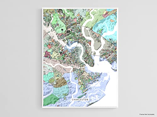 Charleston Map Wall Art Print 8X10, Charleston Poster 24X36, Handmade Colorful Charleston South Carolina Gifts, Charleston Sc Decor By Maps As Art #TOP1