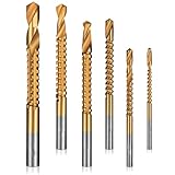 6 Pack Titanium Drill Bit Set, 3-8mm Serrated Side Cutting Drill Bit, Titanium Serrated Cutting Bits, Woodworking Tools, Hole Holesaw Tool for Plastic Metal Wood Hole