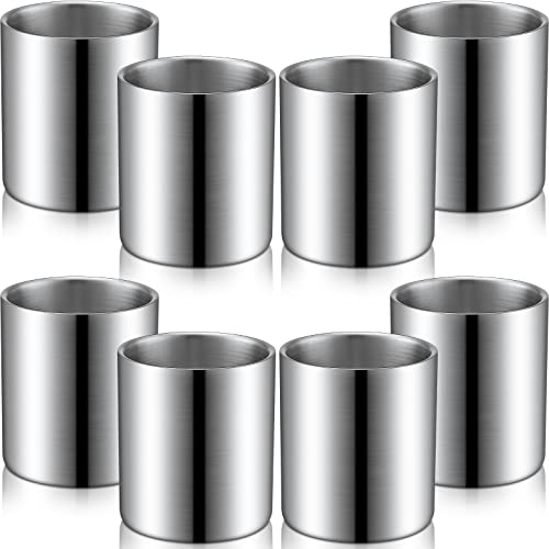 8 Pieces Stainless Steel Whiskey Glass Whiskey Glass Bulk 6.8 Oz Insulated Metal Cups Double Wall Tumbler Whiskey Gifts For Men Husband Father Whiskey Lover #TOP13