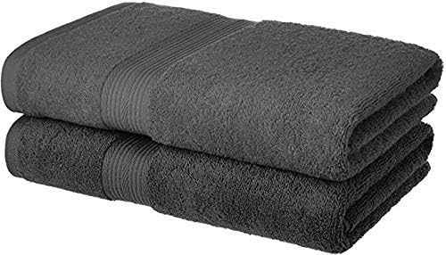 Trella 100% Cotton 2 Piece 500 GSM Large Cotton Bath Towel Set :: 140 x 70 cm (Grey Grey)