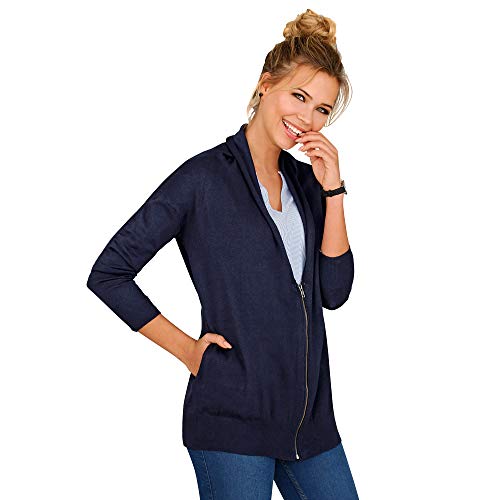 VENCA Chaqueta Larga con Cremallera y Bolsillos Mujer - 001492,Azul Marino,S