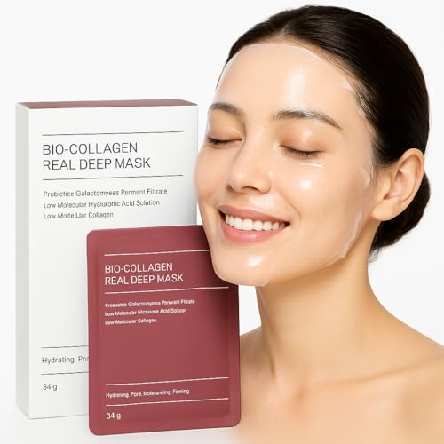 Bio Kollagen maske – 5 Stück | Intensive Feuchtigkeit & Anti-Aging-Pflege für glattere, jugendlich strahlende Haut über Nacht, Perfekte Hautregeneration im Schlaf – geeignet für alle Hauttypen
