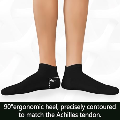 Image of +MD 6 Pairs Ankle Socks for Mens /Womens, Liner Cushion Wicking Smell Control, Athletic Running Low Cut Casual Socks, 2Black /2White /2Grey14-16
