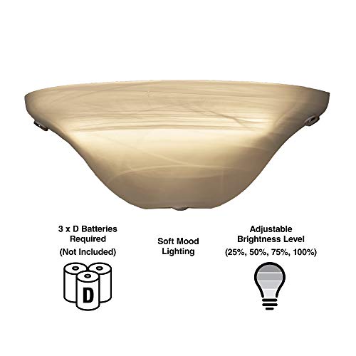 It's Exciting Lighting Iel-4300 Frosted Marble Glass Half Moon Sconce With Frosted Marbleized Glass Shade In Half Moon Shape, Battery Operated With No Electrical Outlet Required #TOP4