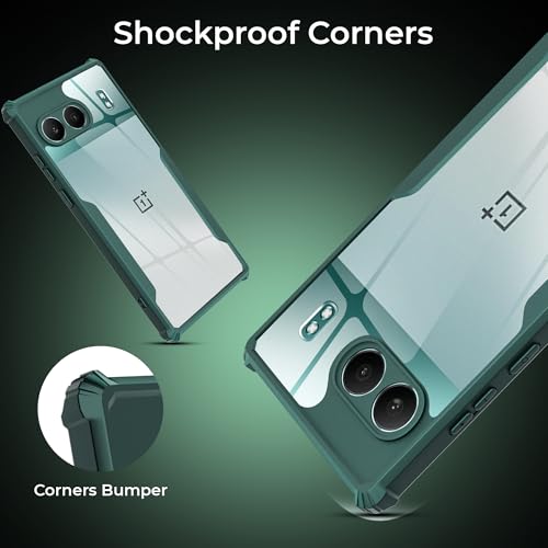 Image of A rtistque Clear Hard Transparent Back Cover Case Acrylic Armor for OnePlus Nord 4 | Anti-Drop | Shockproof TPU Edge | Oneplus Nord CE 4 5g Back Cover - Green