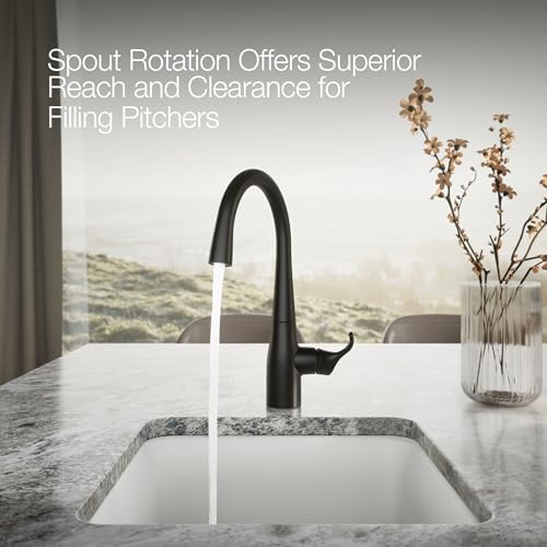 Image of KOHLER K-22034-BL Simplice Single Handle Kitchen Bar Faucet, for Prep Sink, Wet Bar, Matte Black