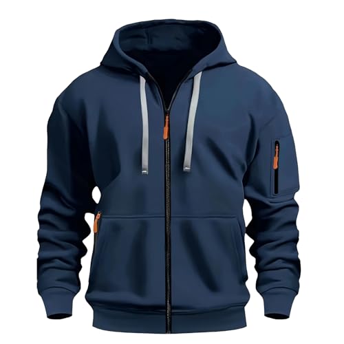 Image of MANTORS Mens Fleece Jackets Contrast Hoodies Lightweight Sweatshirt Color Block Jacket Coats