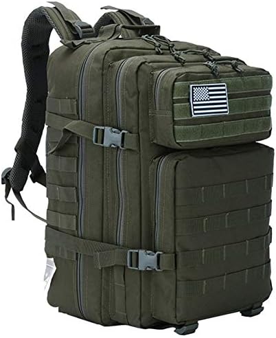LHI Military Tactical Backpack for Men and Women 45L Army 3 Days Assault Pack Bag Large Rucksack with Molle System - Army Green