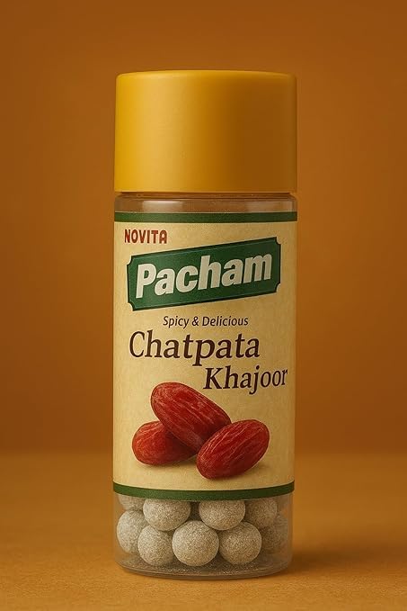 Image of Pacham Chatpata Khajoor by Novita | Tangy Spicy Date Candy Mouth Freshener with Indian Spices | 100g Resealable Jar | Vegetarian (Pack Of 5)