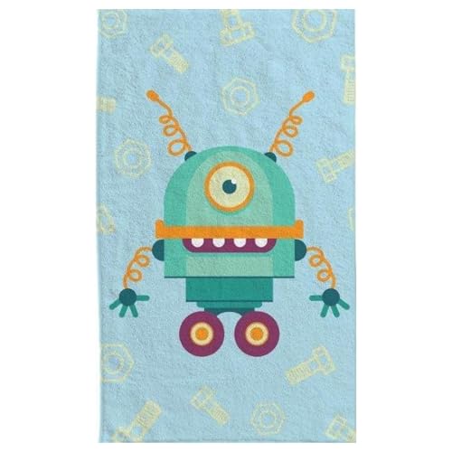 damaloo Kinderhandtuch 30x50 cm aus Baumwolle – Gästehandtuch mit Roboter-Motiv – Kleines Handtuch für Jungen & Mädchen – Händetuch oder Waschlappen für Kinder