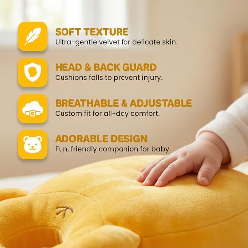 Image of Baby Head Protection Backpack - Soft Lightweight Fall Cushion for Toddlers During Crawling & Walking, Helps Ease Impact from Backward Tumbles(Lamb)