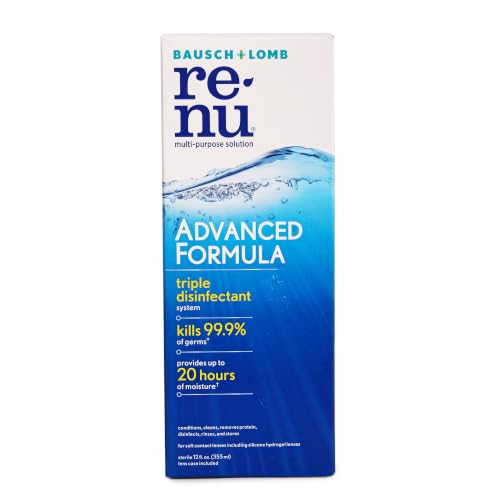 Image of Renu Contact Lens Solution, Advanced Formula, Multi-Purpose Solution with Lens Case, Gently Cleans, Disinfects, Moisturizes & Hydrates Soft Lenses for All-Day Comfort, 12 Fl Oz