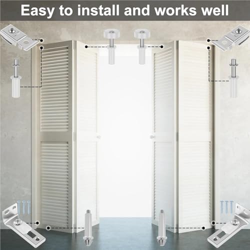 Kit de reparación de herrajes para puerta bifold, set de 4 piezas en acero inoxidable, partes de repuesto para puerta bifold, fácil instalación miniatura 3