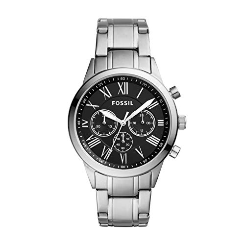 Image of Fossil Men's Flynn Midsize Quartz Stainless-Steel Strap, Silver, 22 Casual Watch (Model: BQ1742IE)
