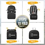 ZOMAKE Lightweight Packable Backpack 35L, Light Foldable Backpacks Water Resistant Collapsible Hiking Bag, Compact Folding Day Pack for Travel Camping(Black) - Image 4