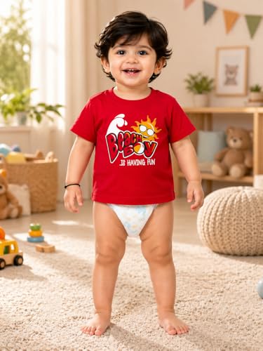 Image of BODYCARE Kids Inafant Placement Print Boys Round Neck Half Sleeves Cotton T-Shirt | Skin Friendly Regular Fit | Soft Breathable Fabric Comfortable & Durability | Pack of 1 | Mustard | Age 6-12 Months