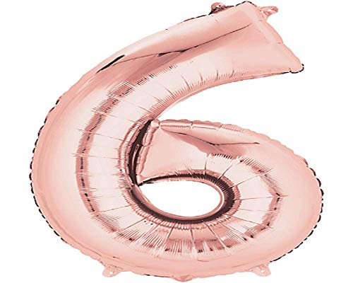Image of Wanna Party Numerical 6 Rose Gold Balloon for Birthday and Anniversary Party | Number Large Foil (40inch)