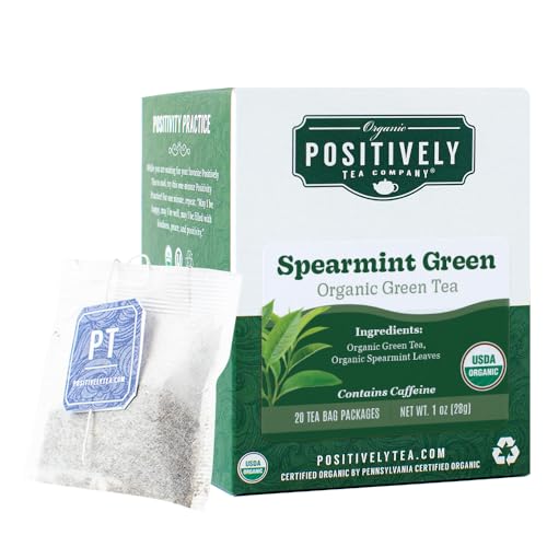 Image of Positively Tea, Organic Spearmint Green Tea Bags, 20 Count