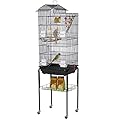 Yaheetech Large Roof Top Budgie Cage Bird Cage Small Parrot Cage with Rolling Stand for Cockatiel Parakeet Finch Lovebird Black