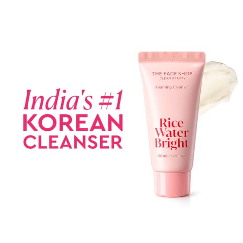 Image of The Face Shop Rice Water Bright Foaming Face Wash 50ml, Face Wash for Glowing Skin, Cleanser for Uneven Skin Tone, Korean Skin Care Products, All Skin Types, Vegan