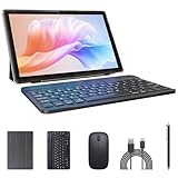 2 in 1 Tablet with Keyboard Case Mouse Stylus, 10 inch Tablet Android 14 Tablets PC, 6GB RAM+32GB ROM Support 1TB Expandable, 6000mAh Battery IPS 10.1' Tab 2MP+8MP Dual Camera WiFi-6 Bluetooth Tableta