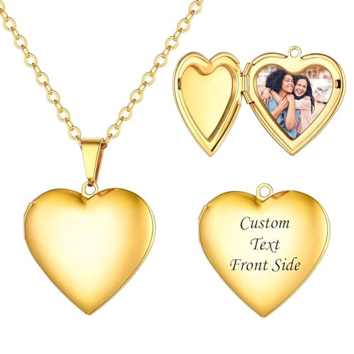 U7 Custom Photo Necklace Men Women Personalized Jewelry Customized Any Picture Pendant Stainless Steel Chain 18-30 Inch Tennis Necklaces, Mothers or L