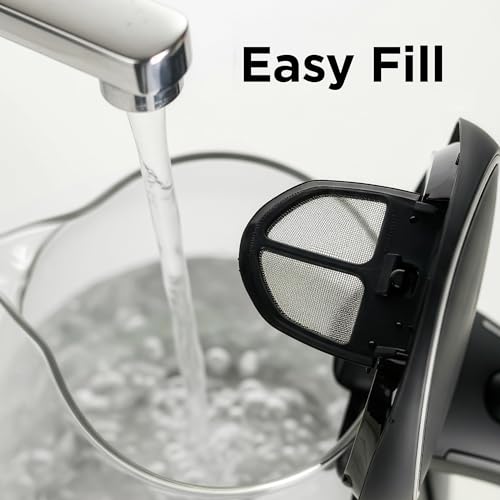 Image of OVENTE Electric Kettle, 1.5L Borosilicate Glass Countertop Water Heater and Boiler for Coffee or Tea, BPA-Free, Auto Shut-Off, Boil-Dry Protection, Removable and Washable Spout Filter, Black KG83B