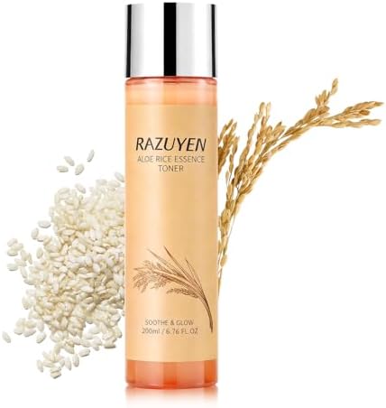 RAZUYEN Rice Toner Skin Care 6.76 fl oz / 200ml, Milky Toner with Aloe Leaf Water, Niacinamide and Centella Asiatica, Soothing and Brightening, Alcohol-Free, Fragrance-Free for Sensitive and Dry Skin Types