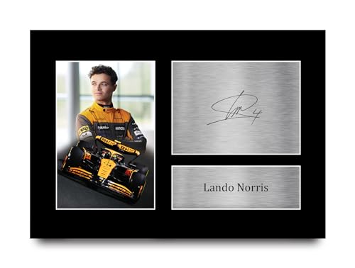 ✯ UN REGALO CHE Adoreranno - Corri in cima alla pila dei regali con questa foto stampata di classe mondiale firmata di uno dei piloti di auto da corsa più amati e famosi della Formula 1, Lando Norris McLaren. Un regalo che li farà fare dei giri!