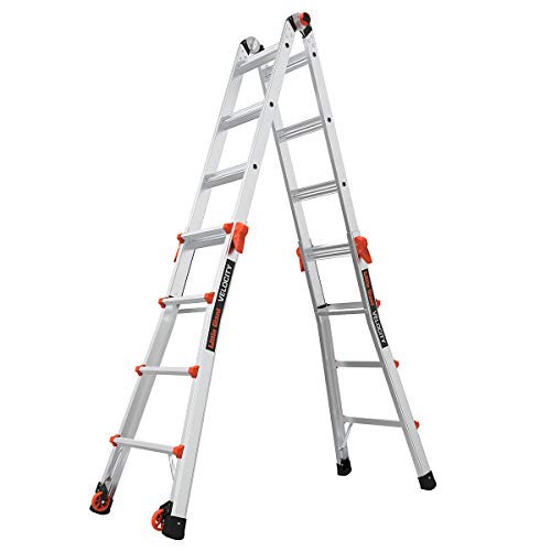 Little Giant Ladders, Velocity with Wheels, M17, 17 Ft, Multi-Position Ladder, Aluminum, Type 1A, 300 lbs Weight Rating, (15417-001)